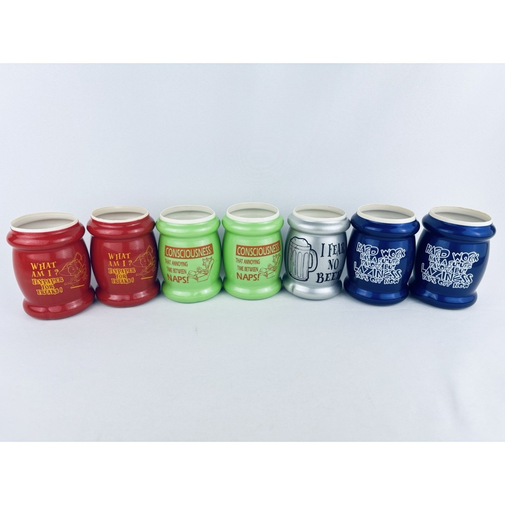 Vintage Can Koozie Lot Of 7 - Wise Guys - Beer Sarcasm - Flypaper Freaks - Funny